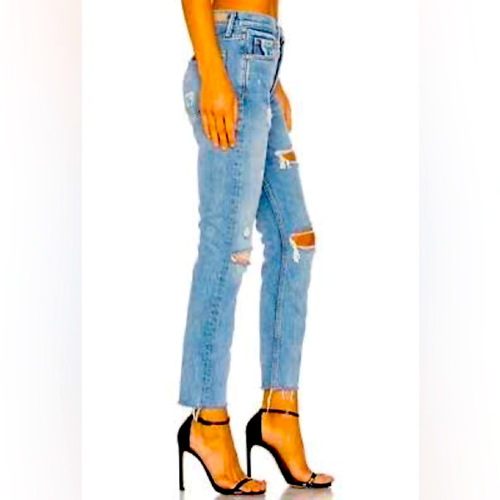 BY GIRLFRIEND DENIM LIGHT WASH 👖 JEANS! DISTRESSED MID WASH HIGH QUALITY!
